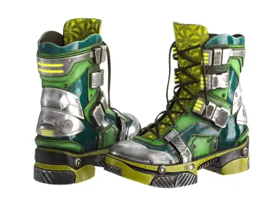 Cyberpunk Boots 4 colors Low-poly 3D model