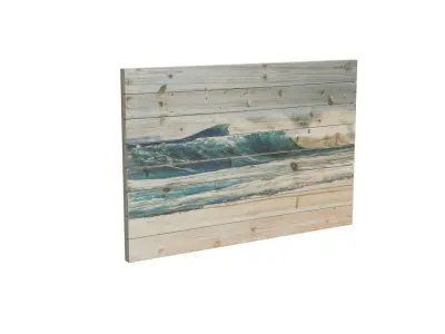 Blue Waves Wood Wall Art Low-poly 3D model