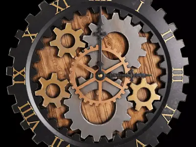 Clock with gears 3D model