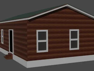 American wooden house Free low-poly 3D model