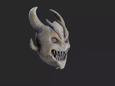 Stylized Demon Head Low-poly 3D model
