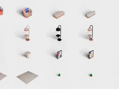 Modern Interior - Low Poly Asset Pack by Asterman Low-poly 3D model