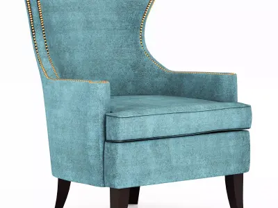 Pacific Blue Elliott Wingback Chair 3D model