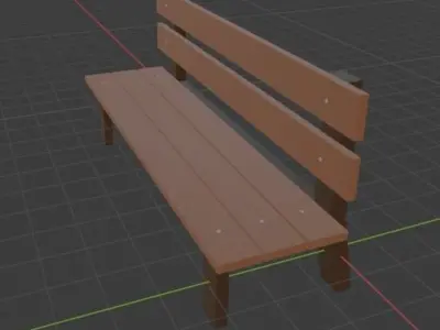 Low Poly Bench 3D model wooden Free low-poly 3D model