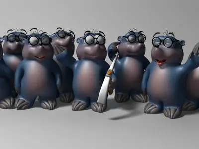 Cartoon mole rigged Low-poly 3D model