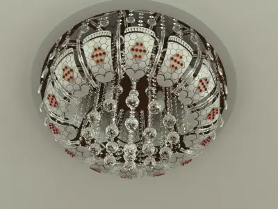 Chandelier with crystals on ceiling 3D model