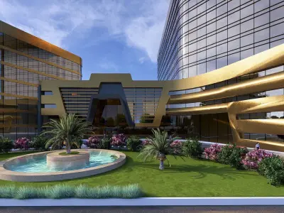 Modern Mixed Use Complex  Low-poly 3D model