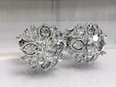 Timothes Diamond Earing 3D JewelryModel Printable 3D ER7 3D print model