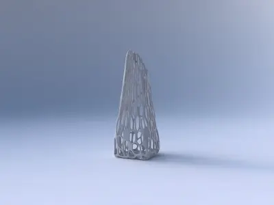 Vase top bent rectangle with cracked organic lattice  3D print model