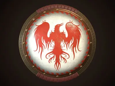 Hoplite Shield Phoenix Low-poly 3D model