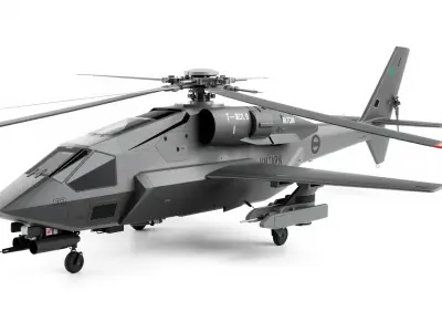 StealthHawk MH-9 Helicopter with Drones model pack Low-poly 3D model