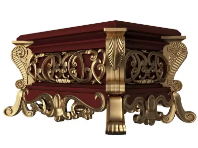 Casket Carved 013 Red Low-poly 3D model