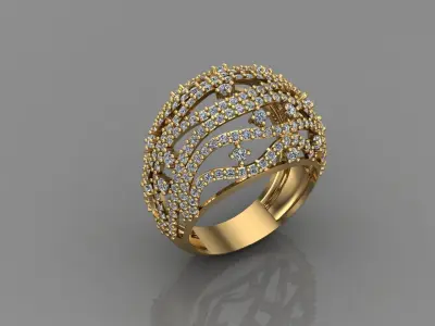 STL 3DM Print Ready Women Diamond Ring Lightweight Printable  3D print model 166