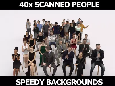 40x Crowds 18 Scanned Casual 12 Elegant Sitting People  Low-poly 3D model