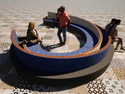 Sofa circular con materiales PBR 2K Free 3D model