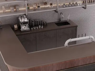 Contemporary Bar Counter 3D model