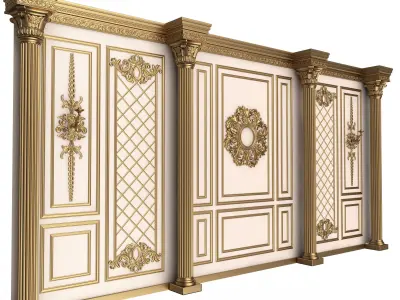 Boiserie Classic Wall with Mouldings 05 White Low-poly 3D model