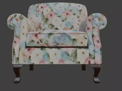 Floral Pastel Armchair 3D model