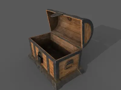 Chest Low-poly 3D model wooden Low-poly 3D model