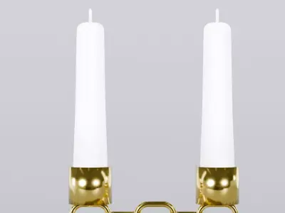 Alphabet E Gold Chain Candleholder 3D Model True 4K PBR Render Low-poly 3D model