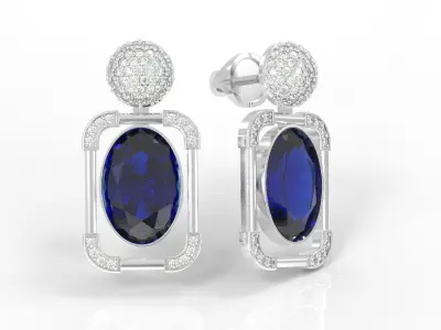  earrings with big stone 3D print model