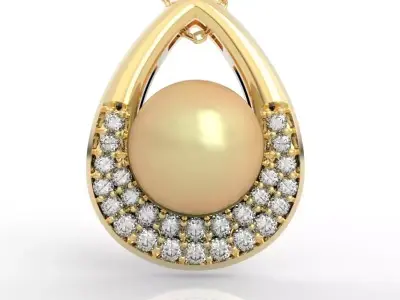 Luxury 3D Pearl Diamond Teardrop Pendant 3D print model