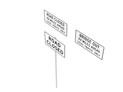 Road Sign US R11 Series Road Closed 3D model