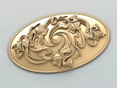 Round rosette 045 Art Nouveau 3D model