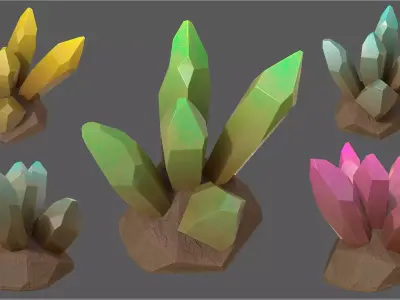 Low-poly Stylized Crystal Geode - 4 color schemes Low-poly 3D model