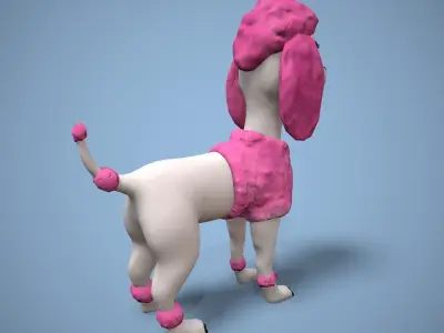 cartoon poodle Low-poly 3D model