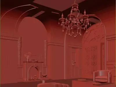 Parisian interior scene 3D model