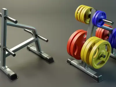 Bumper Plate Storage Rack Low-poly 3D model