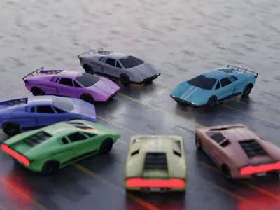 speed racing cars pack cyberpunk style  Low-poly 3D model