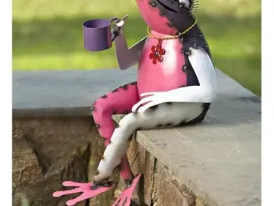 Tea Sipping Frog Garden Art 3D model