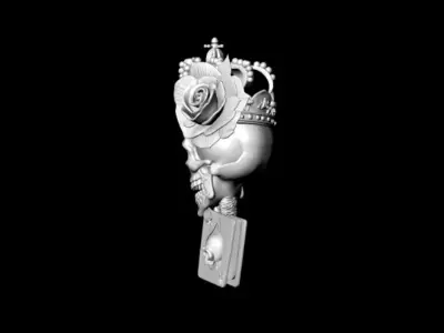 Queen Skull with Crown and Rose Gothic Printable 3D Model 3D print model