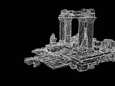 Ancient Collapsed Temple Ruins 3D model