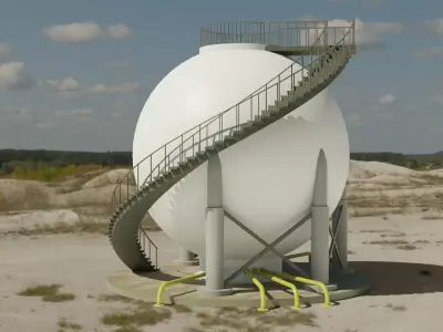 Sphere tank Low-poly 3D model