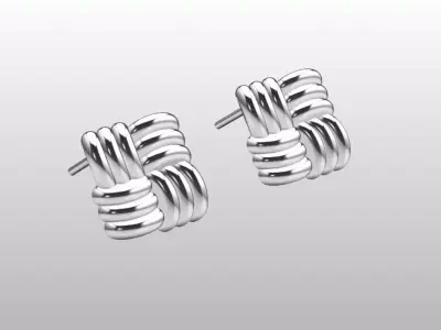 elegant square knot stud earrings 3D print model