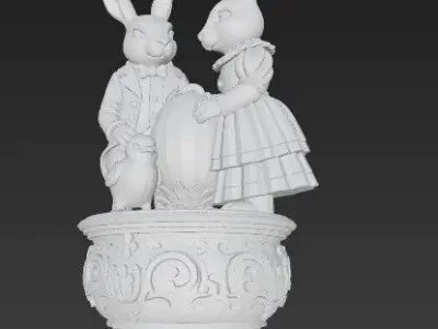 Easter Joy Bunny and Chick 3D Model 3D print model
