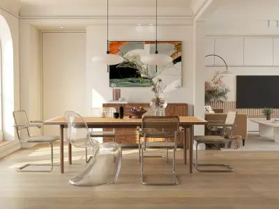 Mid Century interior scene 3D model