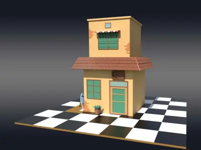 Cartoonish House Building Free low-poly 3D model