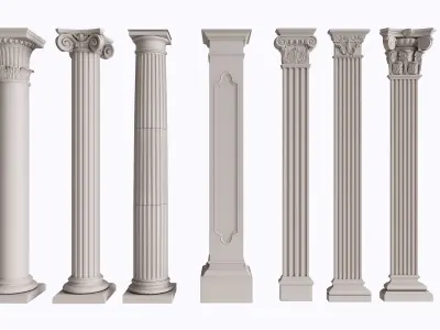 An Extensive Showcase of Various Roman and Greek Column Styles 3D model