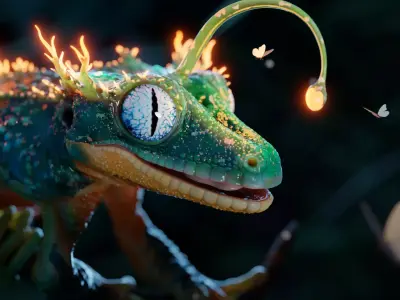 Fantasy Reptile rigged  x6 color variatios Low-poly 3D model