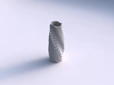 Vase twisted hexagon with wavy extruded lines 2 3D print model