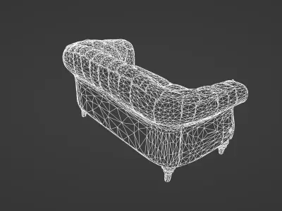 Luxurious Burgundy Chesterfield Sofa 3D Model 3D model