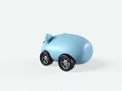 Cartoon Rabbit Car Cute Low-poly 3D model