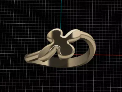 X alphabet baypass ring 3D print model