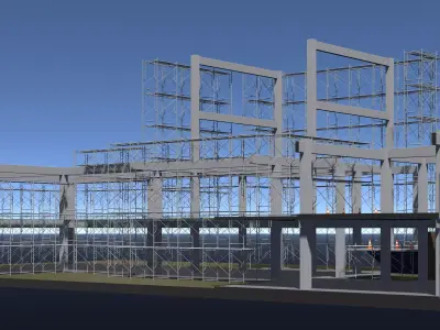Town hall building under construction in section cut 25-57 3D model