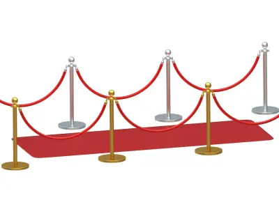 Red carpet Gold And Silver Stanchion 3D model