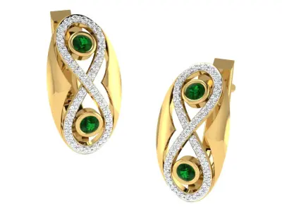 Solitaire Women Drop Earring 3dm STL OBJ FBX Render Details 3D print model 8